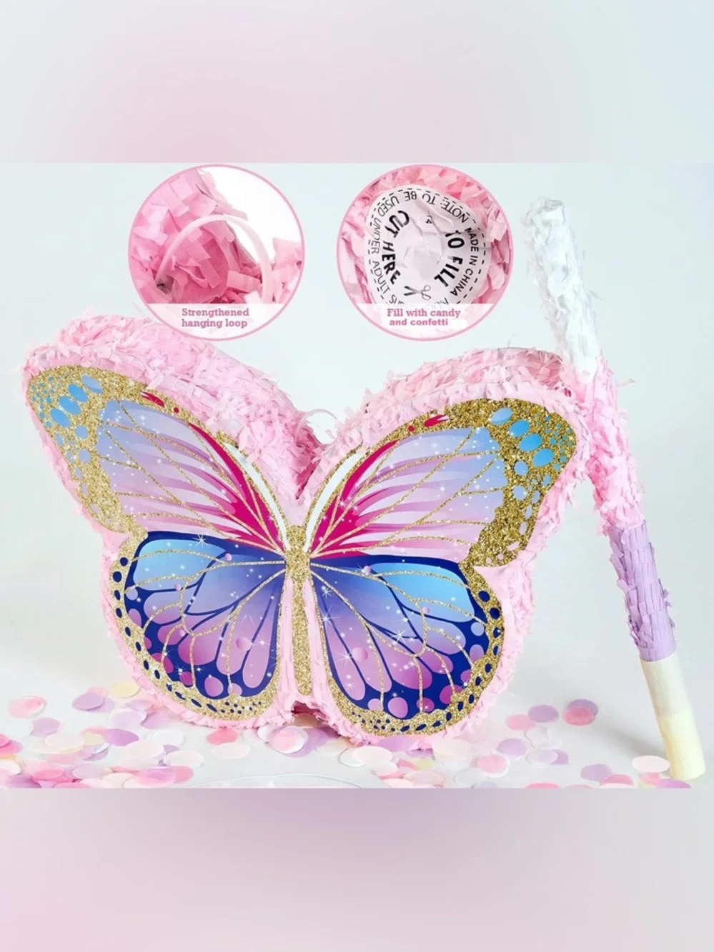 Butterfly Small Piñata Party Decoration - Pink